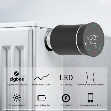MOES - Thermostat connecté Zigbee TRV BRT-100 Mini pour radiateur